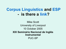 Corpus Linguistics and ESP