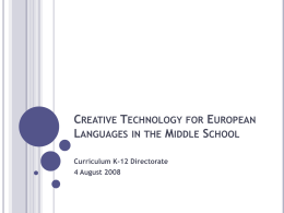 Creative Technology for European Languages in the