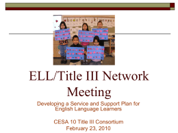 ELL/Title III Network Meeting