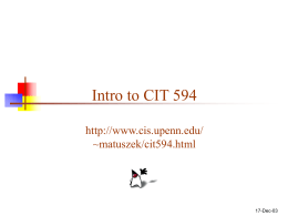 Intro to CIT 594 - University of Pennsylvania