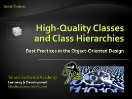 High-Quality Code - High-Quality Classes
