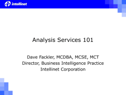 Analysis Services 101
