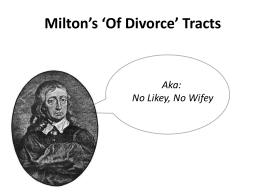 Milton’s ‘Of Divorce’ Tracts