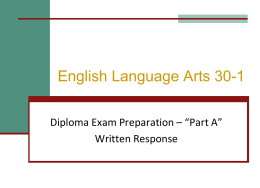 English 30- Diploma Exam Preparation
