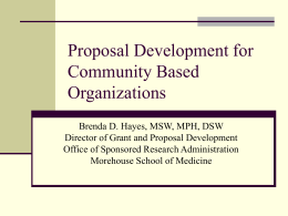 Proposal Development for Community Based