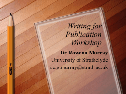 Writing for Publication Workshop