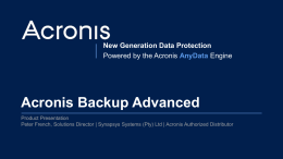 Acronis Backup Advanced Product Presentation -