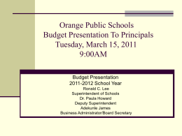 2011-2012 Budget Presentation