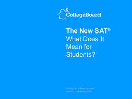 The New SAT - What does it mean to students?