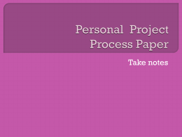Personal Project Process Paper