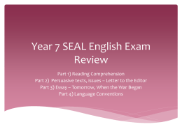 Year 7 SEAL English Exam Review