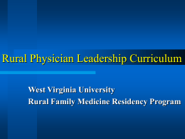 Rural Physician Leadership Curriculum