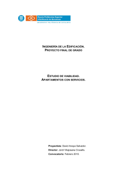 PFG Estudio de viabilidad. Apartamentos con servicios. Memoria