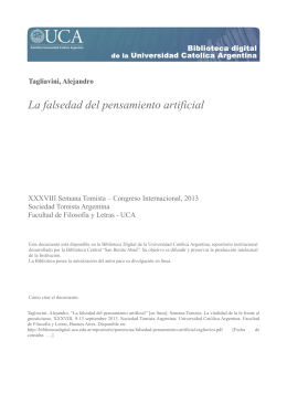 Tagliavini, Alejandro La falsedad del pensamiento artificial