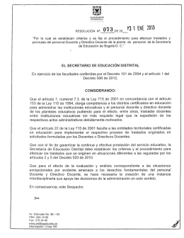 Resolución No. 073 de 2013