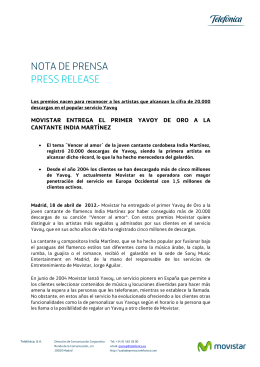 NOTA DE PRENSA PRESS RELEASE