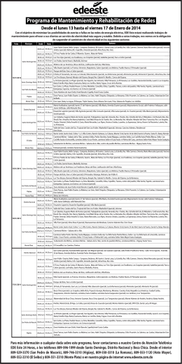 Programa de Mantenimiento del 13 de enero al 17 del 2014