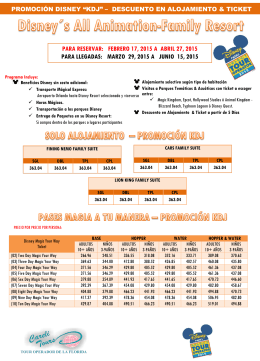 PARA RESERVAR: FEBRERO 17, 2015 A ABRIL