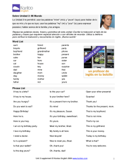 1 Sobre Unidad 2: Mi Mundo Word List Phrase List