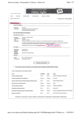 Oferta de trabajo: Teleoperadora, Valencia - Laboris.net