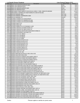 La Estrella Division Papeleria Lista General Febrero 2010 Centro