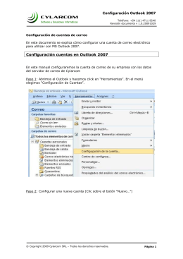 Configuración cuentas en Outlook 2007