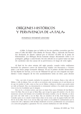 ORÍGENES HISTÓRICOS Y PERVIVENCIA DE «A FALA»