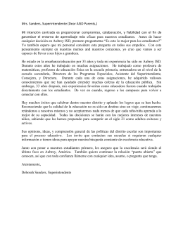 Mrs. Sanders, Superintendente (Dear AISD Parents
