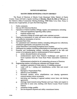 notice of meeting mayde creek municipal utility district