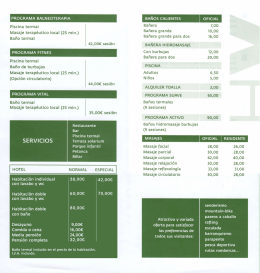 Tarifas y servicios