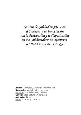 Gestión de Calidad en Atención al Huésped y su