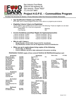 Project H.O.P.E. – Commodities Program