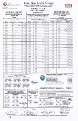 Lista Oﬁcial Lotería Nacional