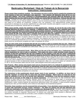 Bankruptcy Worksheet / Hoja de Trabajo de la Bancarrota