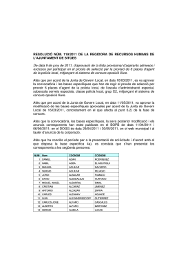 RESOLUCIÓ NÚM. 119/2011 DE LA REGIDORA DE RECURSOS