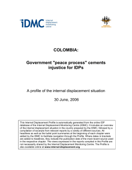COLOMBIA: Government "peace process" cements injustice for IDPs