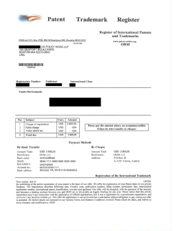 Patent Trademark Register