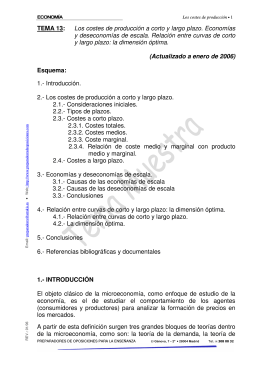 TEMA 13: Los costes de producción a corto y largo plazo