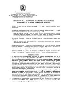 requisitos para renovación pasaportes venezolanos. requeriments