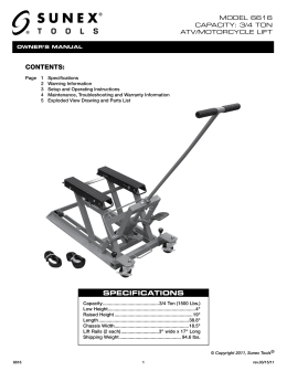 SPECIFICATIONS CONTENTS: - Northern Tool + Equipment