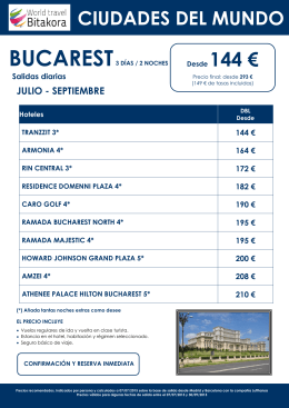 CIUDADES DEL MUNDO: Bucarest desde 144€ + tasas