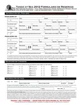 Tango at Sea 2012 Formulario de Reservas