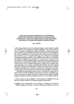 APELLIDOS ITALIANOS DERIVADOS DE TOPÓNIMOS: ENTRE