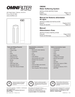 OM26K Water Softening System Manual de Sistema ablandador de