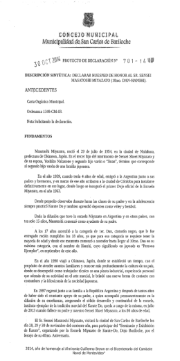 Proyecto 701-14 Declarar huesped de honor al