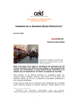 CAMBIOS EN LA GUARDIA SUIZA PONTIFICIA
