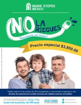 *Válido hasta el 15 de octubre de 2015 al presentarlo o mencionarlo