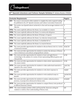 AP® Spanish Literature and Culture: Sample Syllabus 3 Syllabus