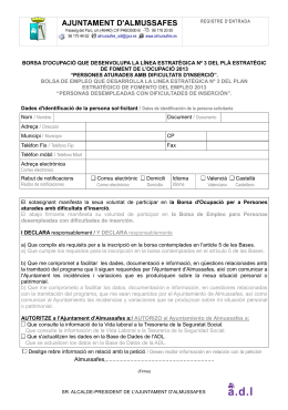 Instància Borsa de treball - Ayuntamiento de Almussafes