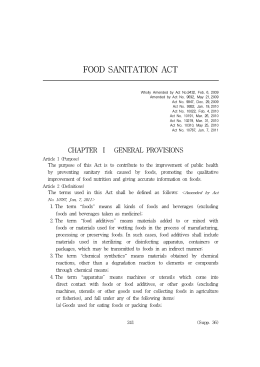 FOOD SANITATION ACT